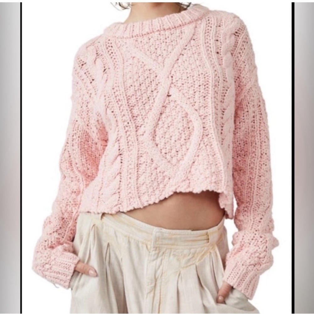 Free People chunk cableknit, cropped sweater